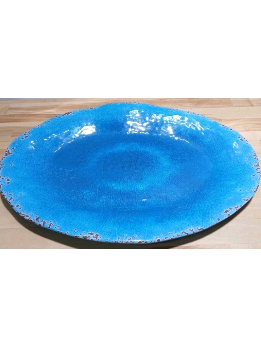Pier 1 Imports - Turquoise Carmelo Crackle Melamine Oval Platter Large 18x13"